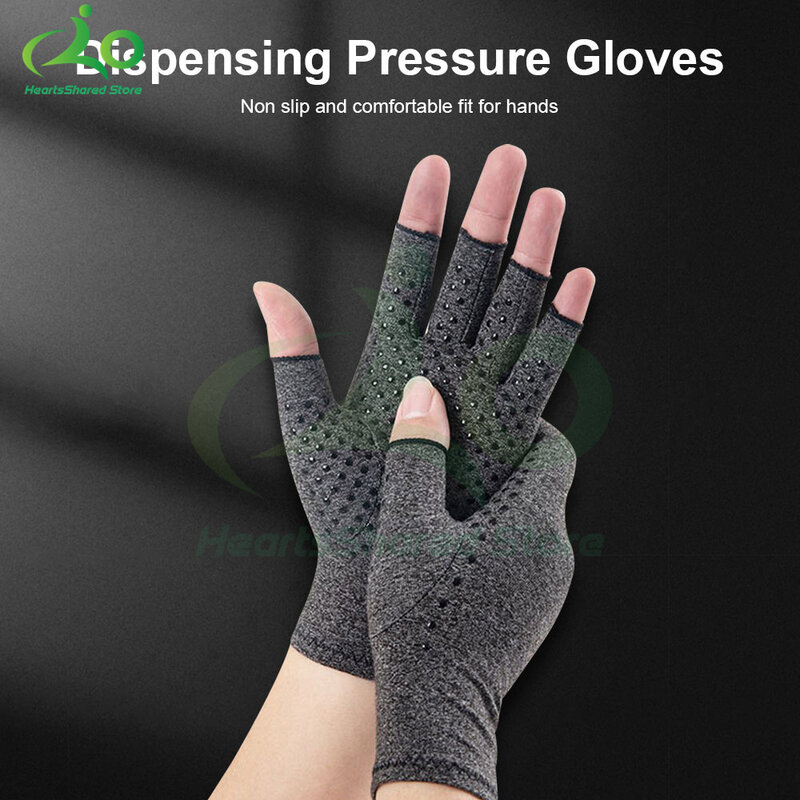 Gloves Hand Copper Arthritis Gloves Dispensing Pressure Joint Pain Relief Half Finger Anti-slip Therapy Gloves For Womens Mens