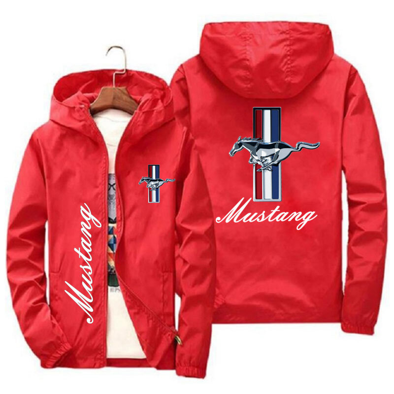 Primavera e autunno Ford Mustang Car Logo Print giacca con cappuccio Fashion Charge Jacket giacca a vento da uomo abbigliamento Casual da esterno da uomo