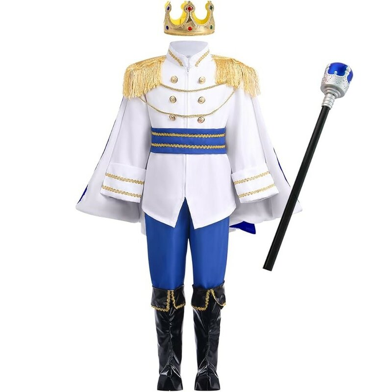 Jongens Prins Charmant Kostuum Voor Peuter Kid Middeleeuwse Koninklijke Prins Jas Broek Kroon Verkleedpartij Outfit