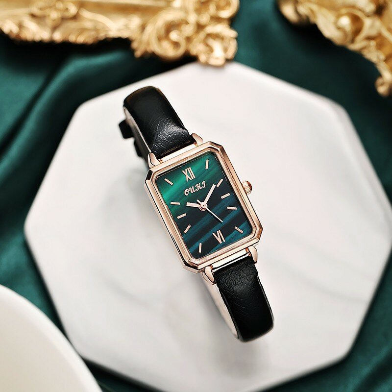 Vintage kwadratowy zegarek damski pasek skórzany bransoletka zegarek nadaje się na prezenty kobiety elegancki Casual cyfrowy zegarek Reloj Mujer