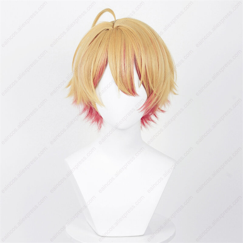 Wig Cosplay Anime Hoshino Aquamarine 32cm rambut pendek warna campuran Wig sintetis tahan panas