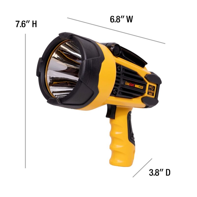 10LEDE 2200 Lumen LED Spotlight, Rechargeable Lithium Battery with USB Charging and Power Searchlight
