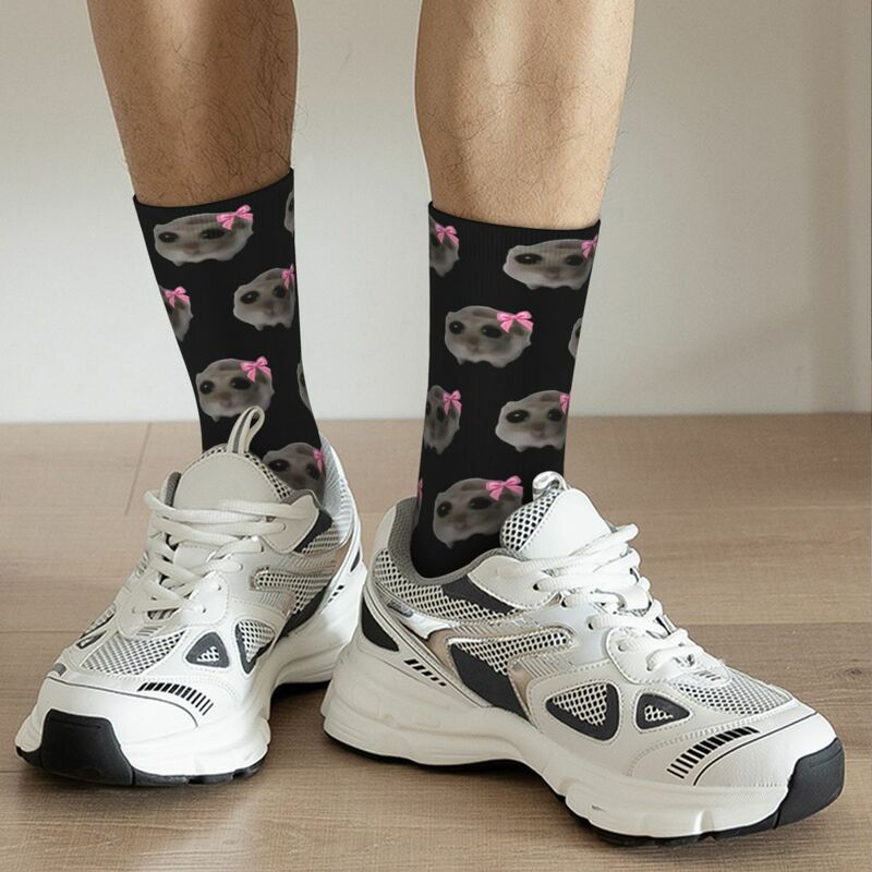 Calcetines de baloncesto absorbentes de sudor para hombres y mujeres, calcetines de hámster triste, Meme, fresco, otoño, invierno