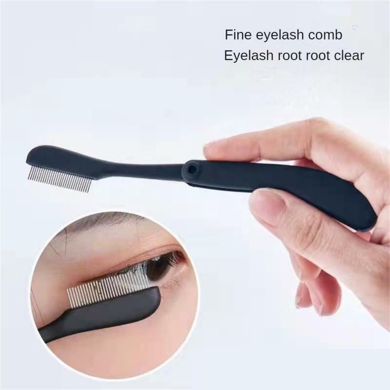 Folding Eyelash Curler Comb Separator Mascara Curl Metal Brush Mini Eyebrow Comb Makeup Tool Foldable Mascar Accessories