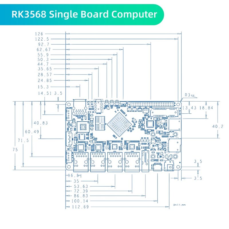 2.5G TP-2N RK3568 DDR4 4GB RAM Support Linux Android Open Source Développement ComPiedmont à carte unique Compatible avec Raspberry Pi