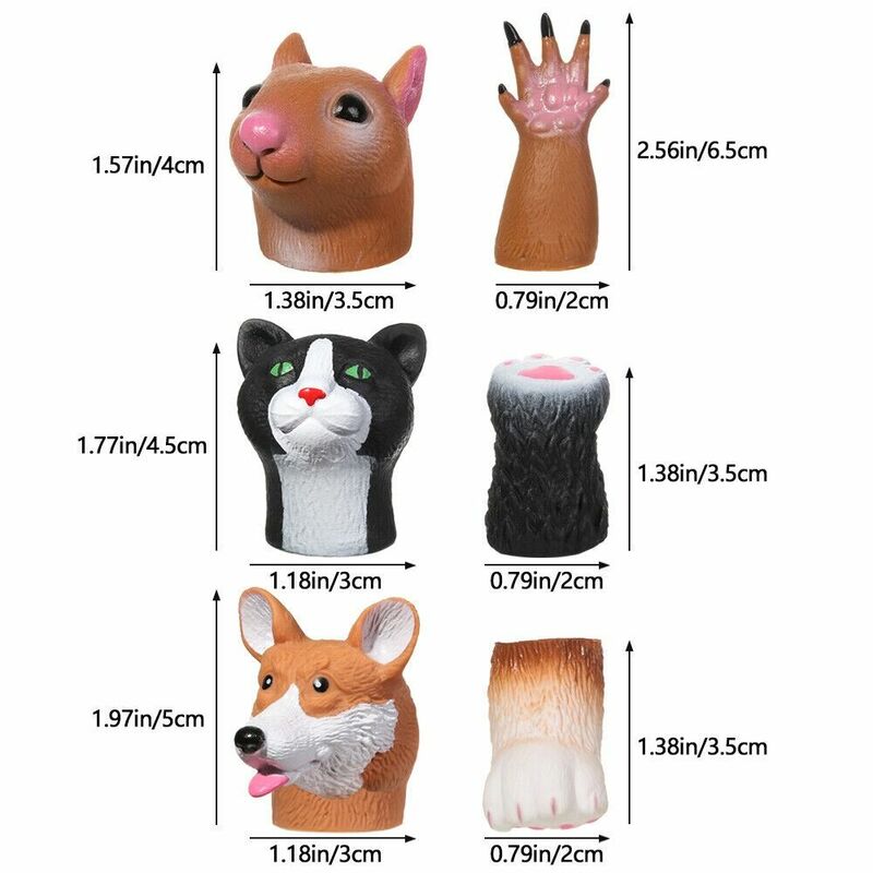 Animal Head Shape Finger Hand Puppet Multiple Styles Kindergarten Performance Animal Finger Dolls Squirrel Cat Animal Gloves