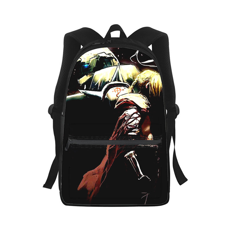 Mochila con estampado 3D de anime Fullmetal Alchemist para hombre y mujer, bolso escolar para estudiantes, mochila para ordenador portátil, bolso de hombro de viaje para niños