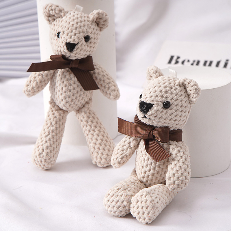 15cm 곰 인형 봉제 장난감, 아기 귀여운 드레스 키 펜던트 인형 선물, 생일 웨딩 파티 장식, 1 개