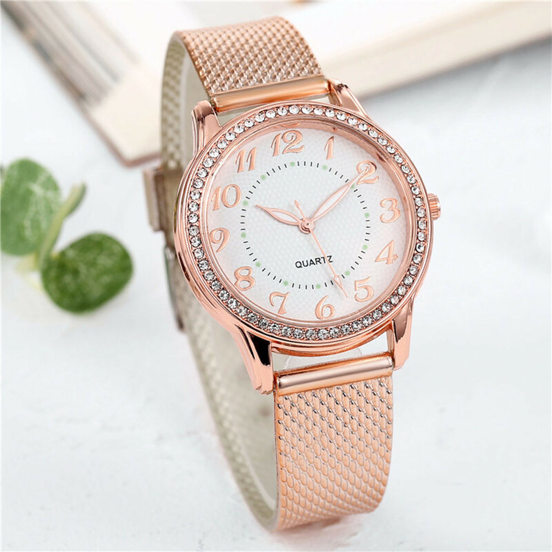 Luxe Horloges Quartz Horloge Rvs Wijzerplaat Bracele Horloge Modieuze Eenvoudige Stijl Quartz Polshorloj Mujer Relogio