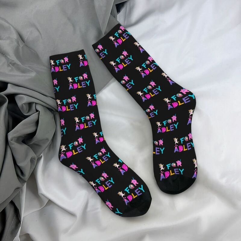 Colorful Cute Rainbow Unicorn Soccer Socks A For Adley Polyester Crew Socks for Unisex Breathable
