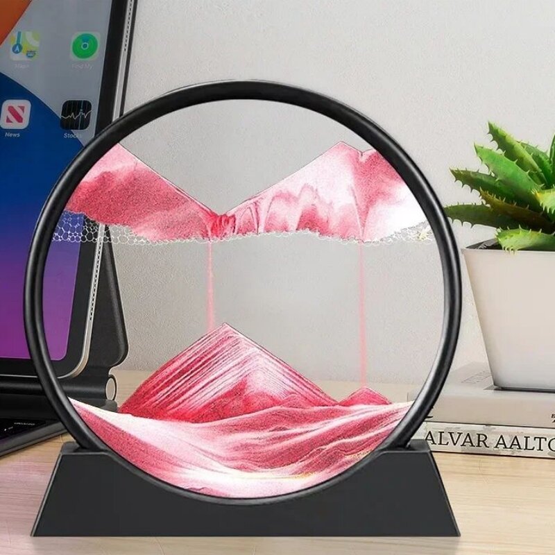 5 inci 3D pemandangan pasir Bergerak Seni Gambar kaca dalam Laut jam pasir hisap kerajinan mengalir pasir lukisan kantor hadiah dekorasi