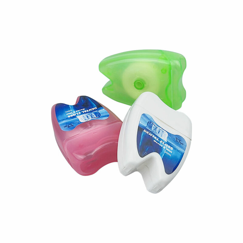 Dental Floss 50 Meter Roll Floss Portable Cleaning Of Dental Gaps Flat Thread Tooth Shaped Box Dental Floss Oral Care Materials