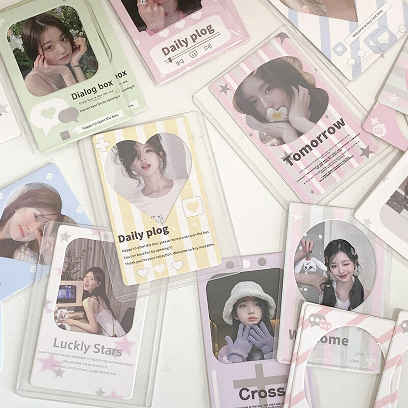 Mini soporte de tarjeta hueca Kawaii, bolsa de colección de tarjetas de fotos, bolsa de fotos DIY, papelería escolar, Kpop, 10 piezas