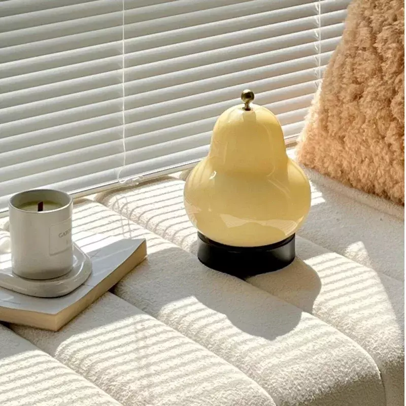Szklana lampa stołowa w kształcie gruszki 3 tryby oświetlenia nadaje się do sypialni przy łóżku gabinet salon dekoracyjne oświetlenie nocne wystrój domu