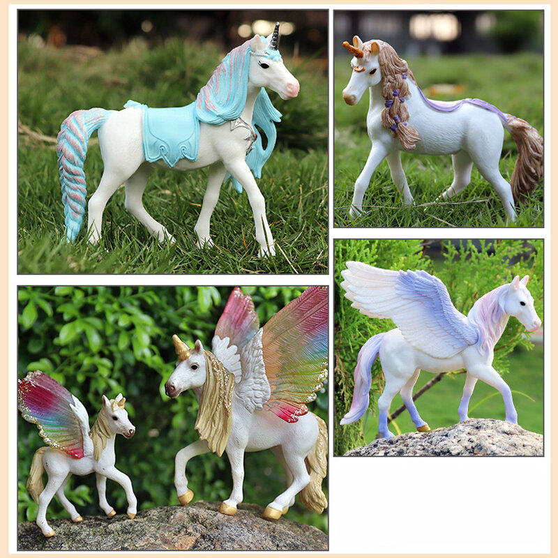 Figurines d'action Pegasus pour enfants, dinosaures, arc-en-ciel, couleur animale, bricolage manuel, jouets de collection, cadeau pour enfants, nouveau, 2022