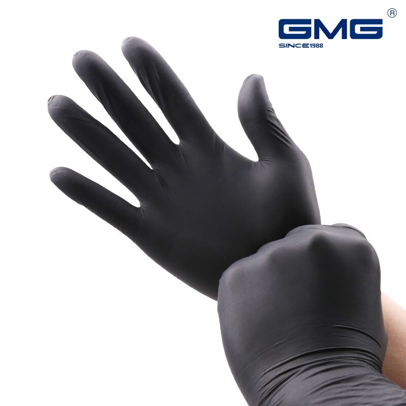 Guanti guanti da cucina impermeabili in Nitrile per uso alimentare guanti in Nitrile neri più spessi guanti monouso per esami senza lattice in polvere