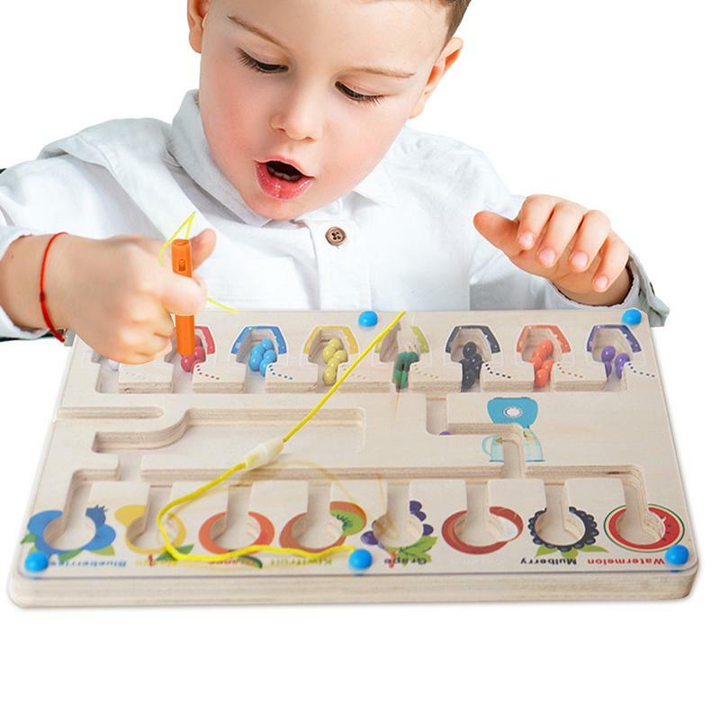 Tableau de labyrinthe magnétique Montessori, jeu de tri de labyrinthe, jouets magnétiques, planche de puzzle, jouets de moteur fin, puzzles de fruits