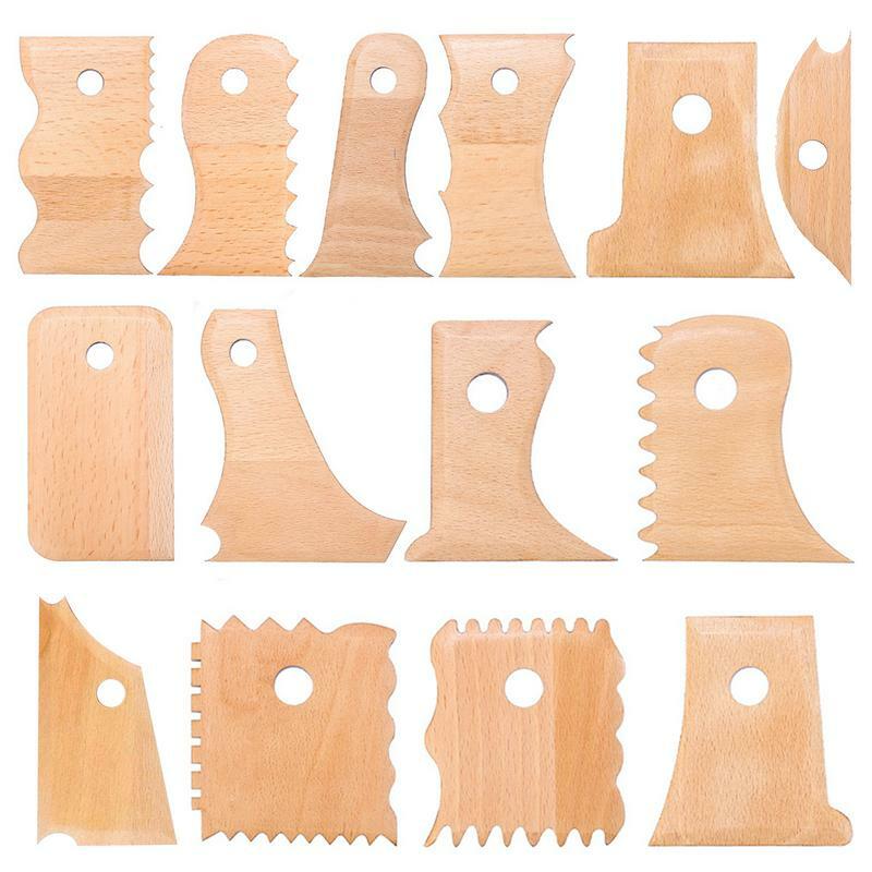 セラミックセラミックモデリングツールキット、木製カービングツール、実用的で便利、粘土彫刻ツール、7個