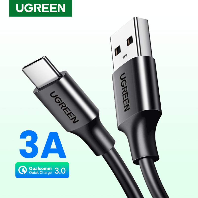 UGREEN-Cable USB tipo C para móvil, Cable de carga rápida para Xiaomi Redmi Note 7 mi9, Samsung S9, USB-C