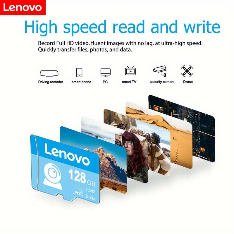 Lenovo-Cartão Micro SD Original, Flash Cards para Câmera, Nintendo Switch, Cartão TF, Classe 10, V60 Trans, 128GB, 1TB, 2TB, 512GB