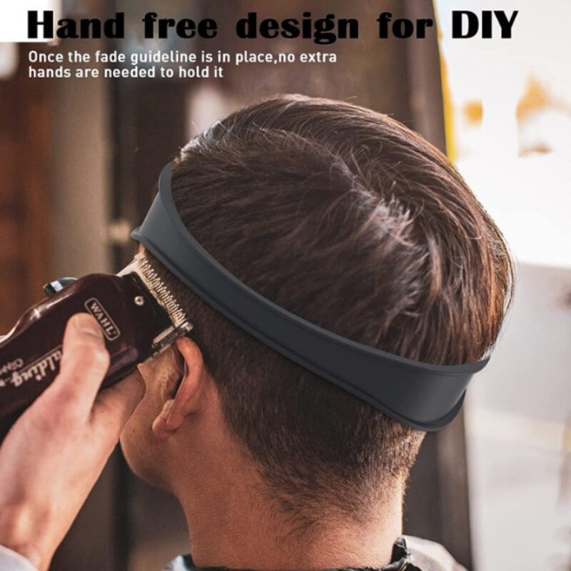 Templat pangkas rambut DIY, pita pemotong rambut silikon melengkung adem, panduan pemangkasan rambut rumah untuk anak laki-laki