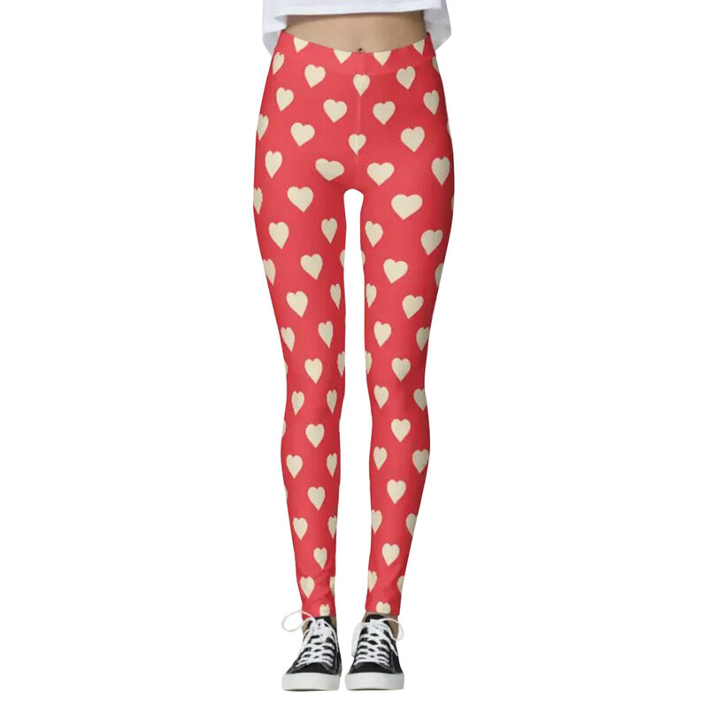 2024 Valentine's Women's Pants Casual Fitness High Waist Yoga Pants Fashionable Love Printed Pattern Decor Gym Wear Costume
