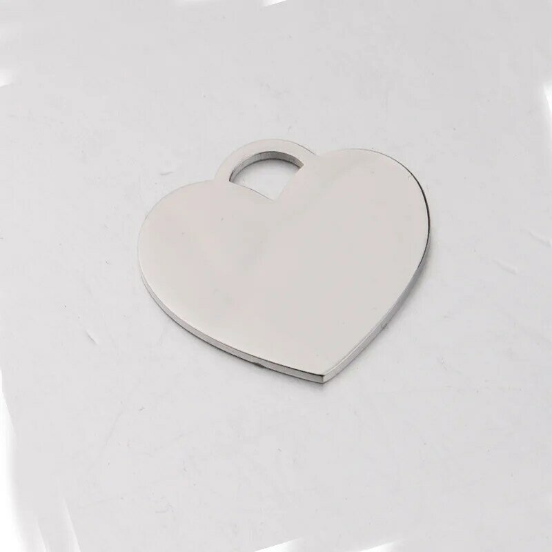 10 pz/lotto 25x25mm ciondolo con ciondolo a forma di cuore in acciaio inossidabile lucidato a specchio per la creazione di gioielli con collana portachiavi fai da te
