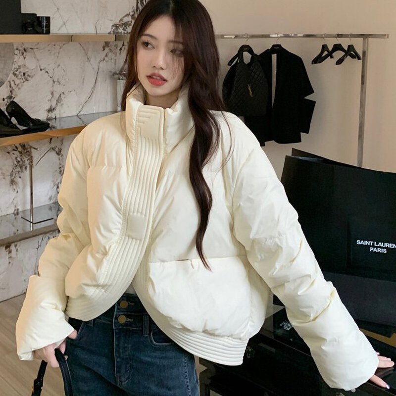 Fashion Women's Cotton-padded Jacket 2023 New Winter Stand Collar Short Loose Down Cotton Coats Casual Thickened Warm Parkas