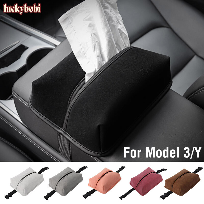 Caja de pañuelos para coche Tesla modelo Y 3, soporte colgante para asiento trasero, almacenamiento Interior automático, accesorios de decoración