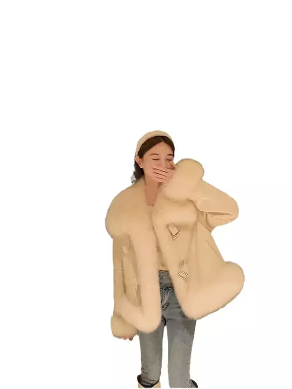 Abrigo de piel de zorro para mujer, chaqueta de diseño corto, ropa de invierno, FCY5010, novedad de 2023