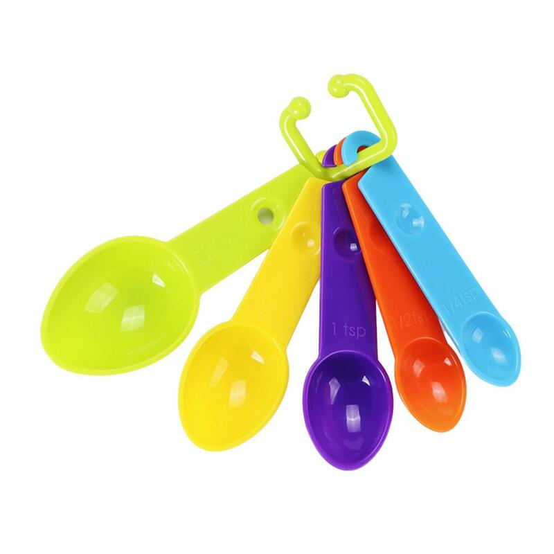 1 Set Measuring Spoon Hanging Hole Design Precise with Clear Scale DIY Cake Plastic Multicolor Measure Scoop for Bakery