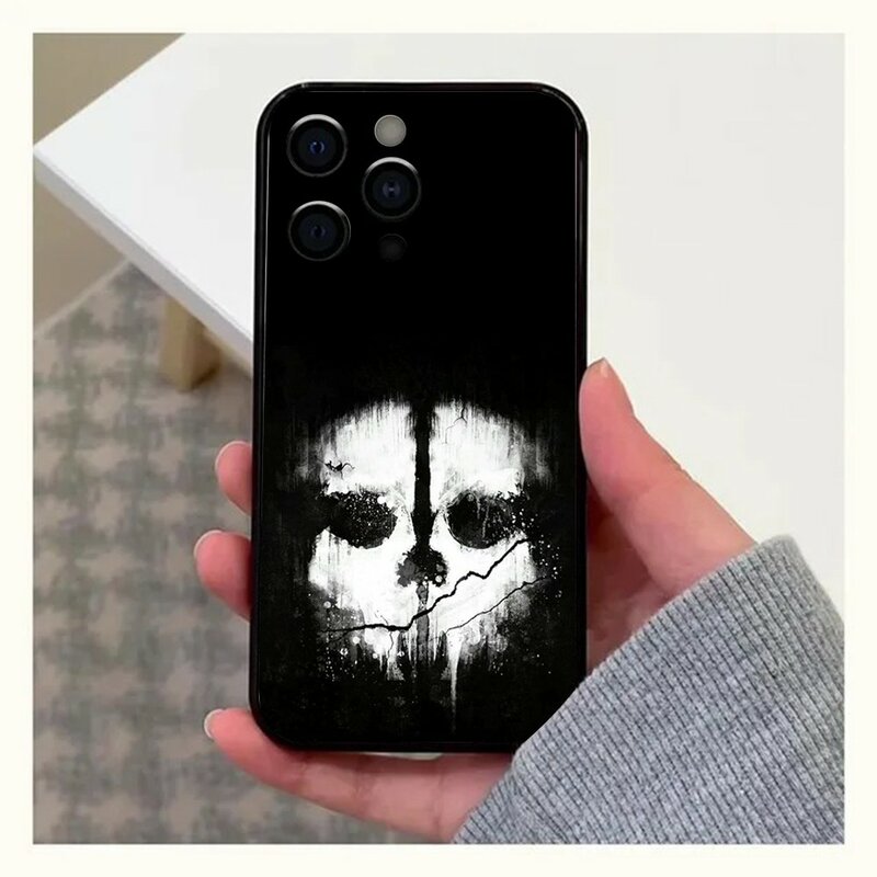 C-COD Call Of D-Duty Ghost Phone Case For Apple iPhone 15,14,13,12,11,Pro,X,XS,Max,XR,Plus,Mini Soft  black shell