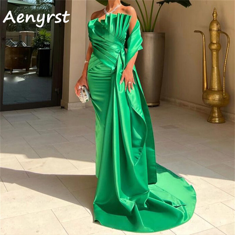 Aenpopst-Robes de soirée sirène plissées sans bretelles pour femmes, robe de Rhen fibre de satin, robe de soirée longueur rinçage, sur mesure