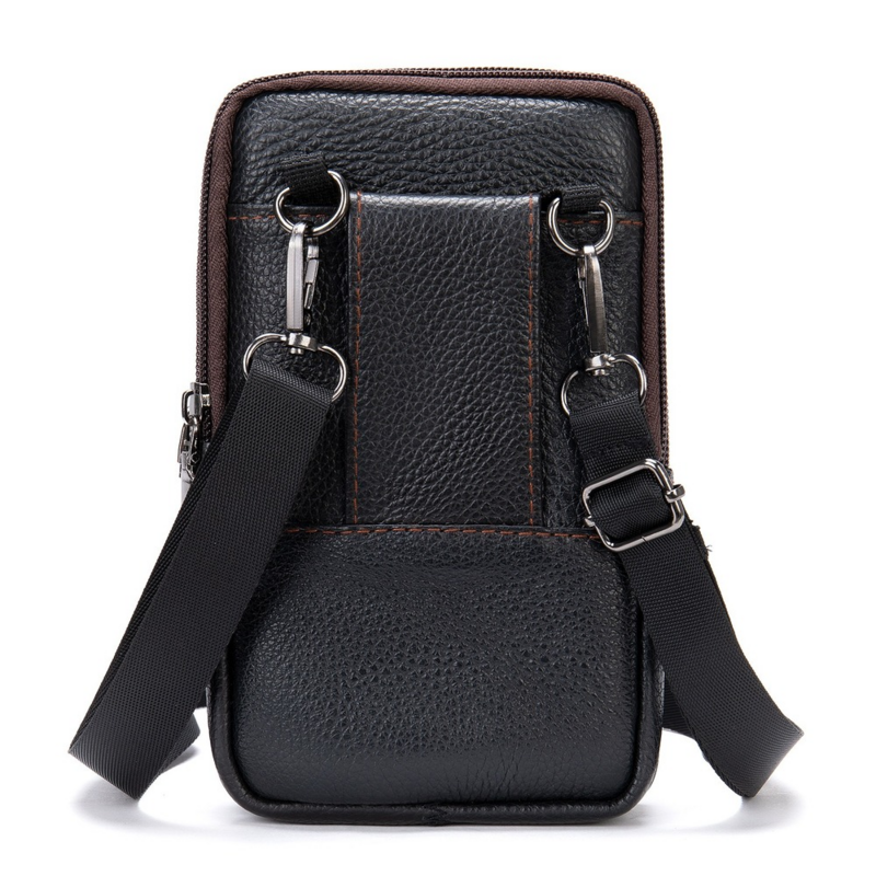 Men's Genuine Leather Mobile Phone Bag Belt Pockets Fanny Packs Mini Waist Bag for Men Crossbody Cell Phone Money Male Bag 2021
