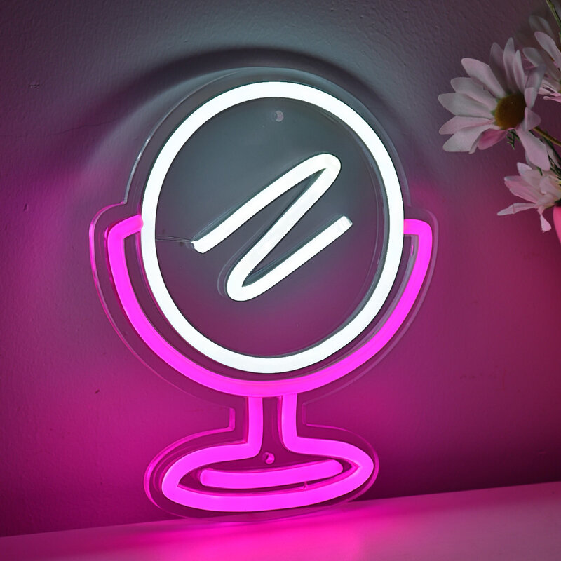 1PC Mirror USB Powered LED Wall Neon Sign For Pub Club Party Event Decoration 7.24''*8.66''