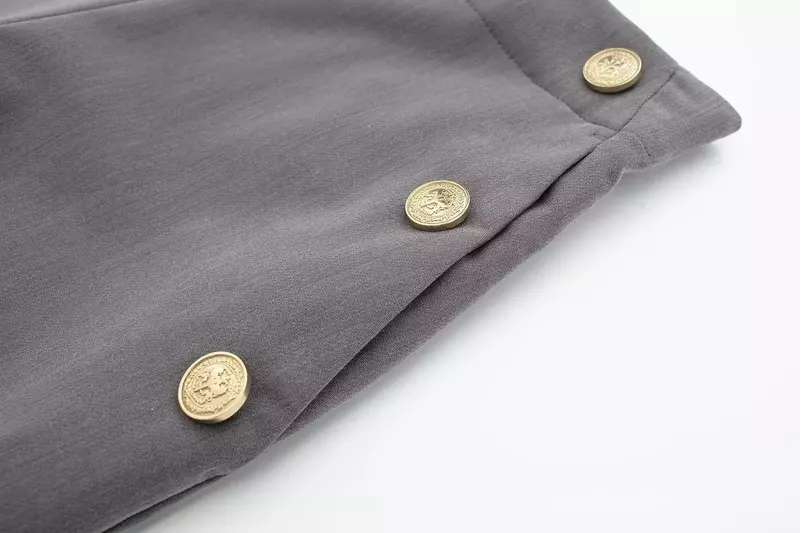 Брюки женские прямые однотонные, модные повседневные винтажные с декоративными нагрудными карманами, с завышенной талией, с боковыми карманами