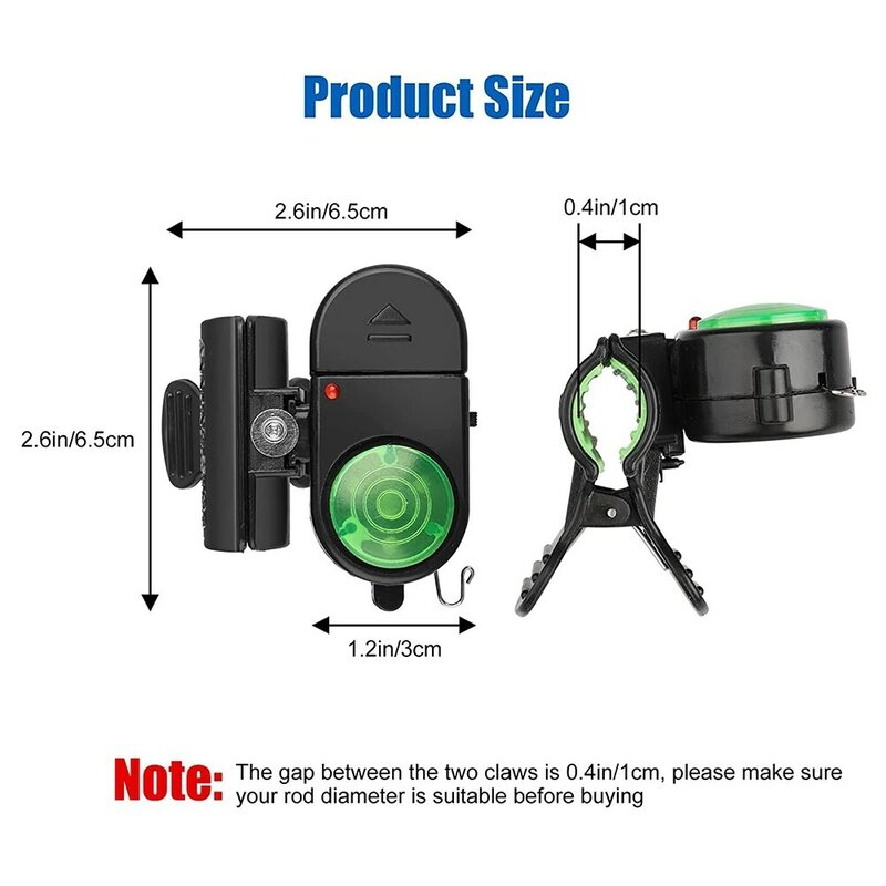민감한 전자 낚시 바이트 알람 표시기, LED 조명 포함 사운드 바이트 경고 벨, 신제품 4 개