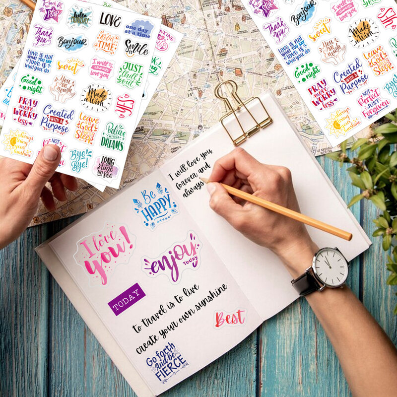 4 Sheets/Set Creative English Inspirational Stickers DIY Laptop Luggage Phone Graffiti Waterproof Sticker Stationery