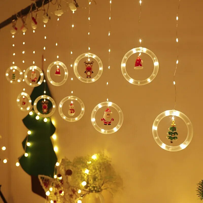 Guirxiété lumineuse dégradée de Noël pour la décoration de la maison, lumières du père Noël, décoration de fenêtre, cadeau de nouvel an, 10LED
