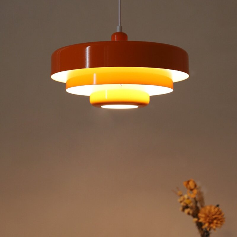 Średniowieczna Retro pomarańczowa lampa wisząca jadalnia restauracja wystrój domu oświetlenie żyrandol sufitowy LED do kawiarni Bar wiszące światła