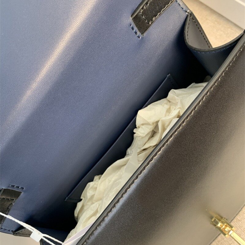 Bolsa tiracolo de couro genuíno para mulheres, bolsa pequena de um ombro, fivela de metal em forma de T, bolsa retrô elegante