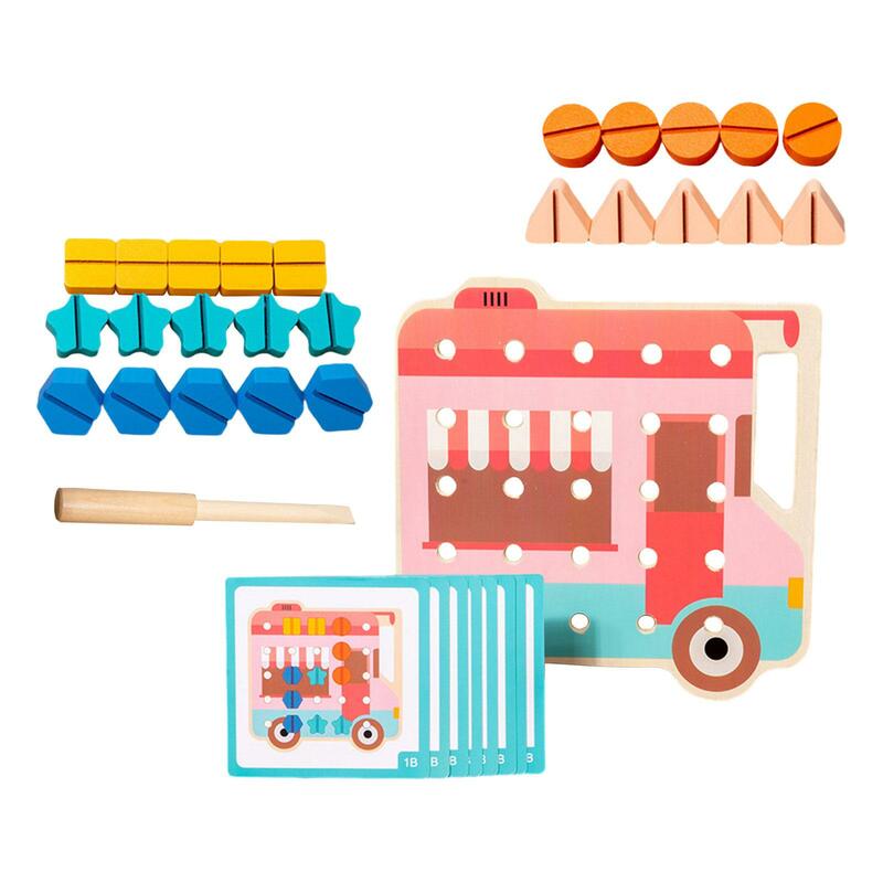 Shapes Puzzles Portable Basic Skills Screw Disassembly Assembly Screw Board Toy Screw Nut Toy for Kids Children Preschool Gifts