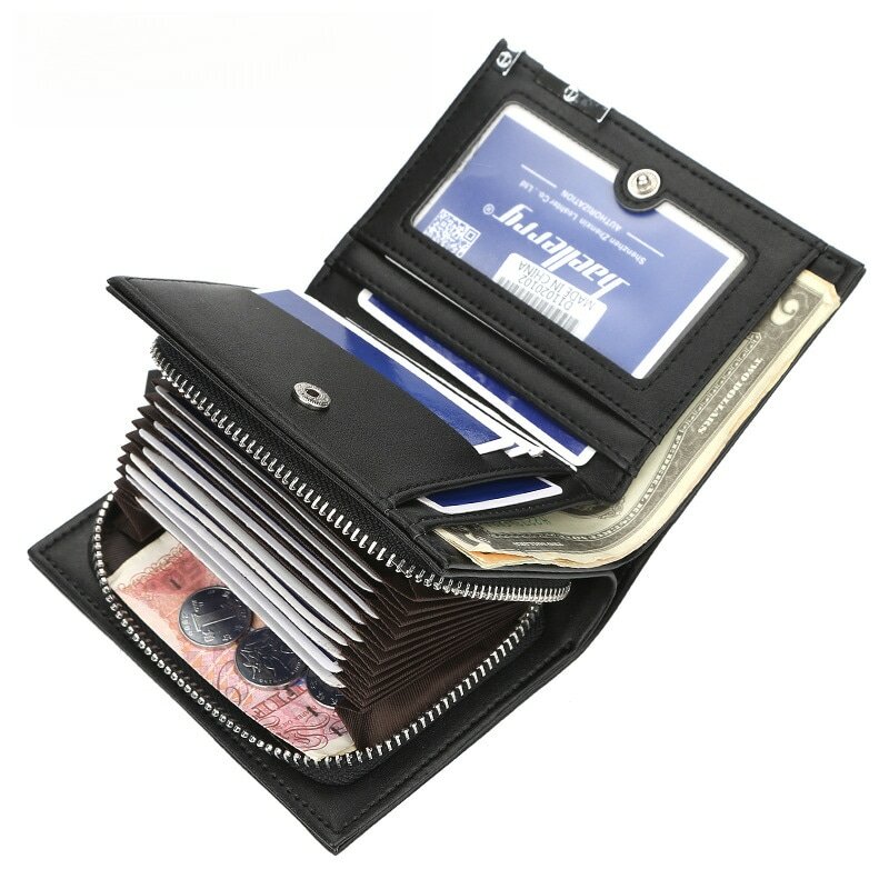 Homens carteira PU couro moda casual órgão titular do cartão homens bolsa zipper masculino fold carteiras