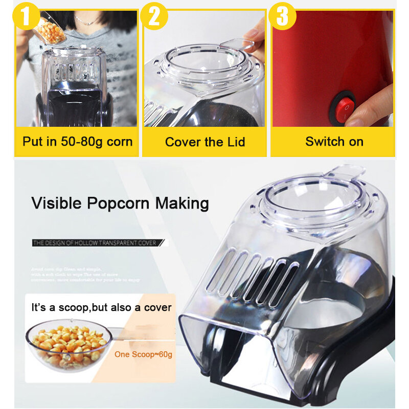 Öl freie Luft mais maschine, pipoqueir eletrica Heißluft maschine Mini-Popcorn-Hersteller machine-1200W Haushalt gesunde Küche zu Hause