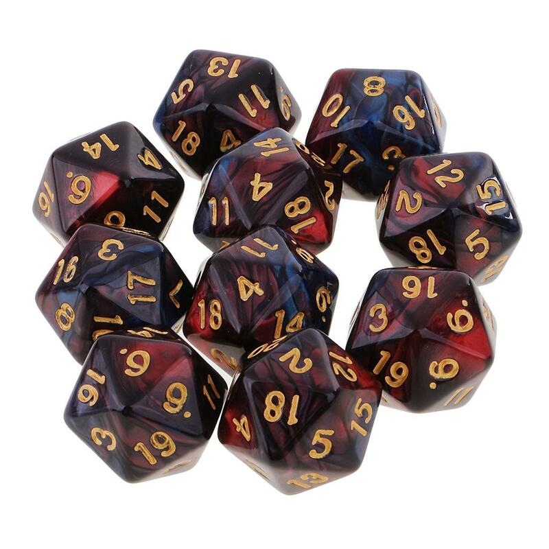 10 Stuks Polyhedral 20 Zijdige Dobbelstenen D20 Dices Rpg Dobbelstenen Bordspel Props Tafelblad Gaming Supplies-Dubbele Kleuren