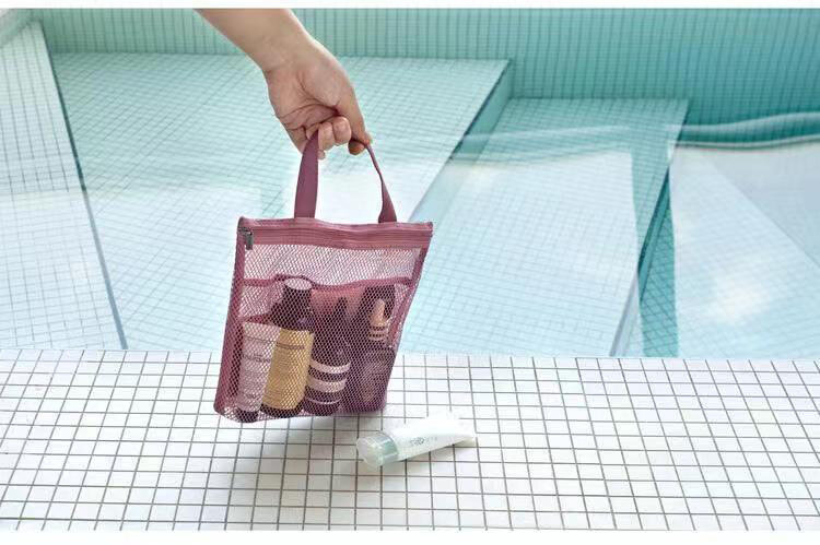 Borsa da bagno per donna borsa a tracolla di grande capacità borsa a rete portatile da spiaggia borse da viaggio confezione da bagno