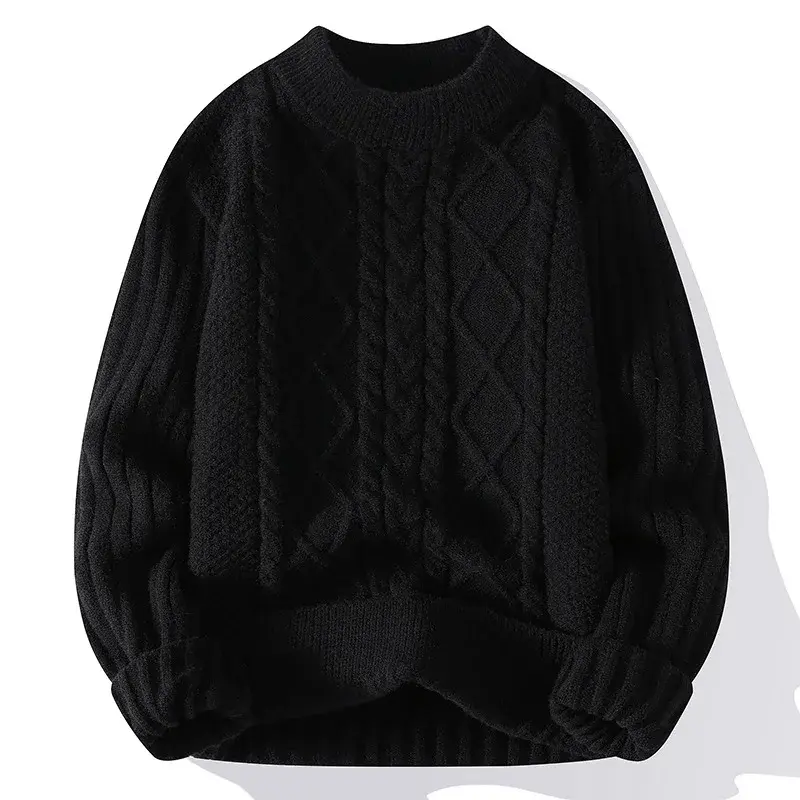 Suéter informal para hombre, ropa de punto ajustada a rayas, cuello redondo, estilo Harajuku, Retro, Otoño, 2023