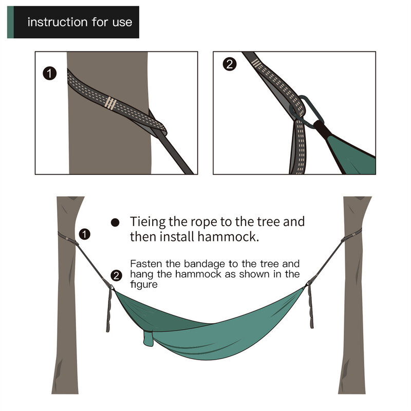 Portable 2m Hammock Strap Super Strong Outdoor Camping Swing Hammock Straps 5 Ring 300kg Load-Bearing Reinforced Polyester Rope