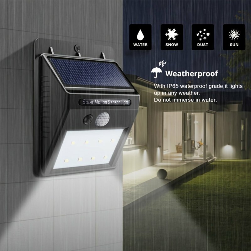 Lampu LED Sensor gerak PIR, lampu dinding luar ruangan, lampu jalan tenaga surya tahan air sinar matahari, lampu dekorasi taman 20 LED