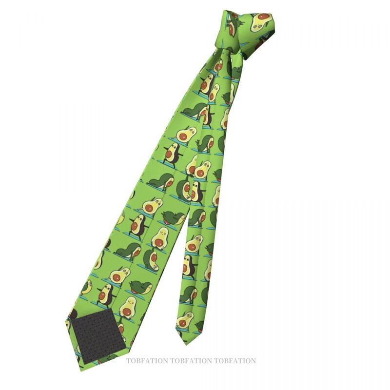 Avocado Yoga Print Ties Casual Unisex Neck Tie Shirt Decoration Narrow Striped Slim Cravat